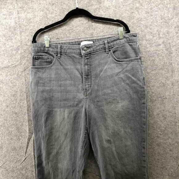 Loft Kick Crop Jeans Womens 14 / 32 Gray Raw Hem Stretch High Rise - Picture 3 of 11